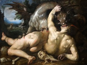Two Followers of Cadmus devoured by a Dragon