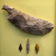 Collection of flint and rock crystal arrowheads