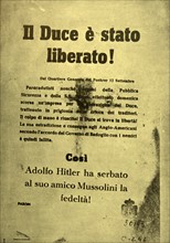 Leaflet that was circulated after the evasion of Benito Mussolini in Italy
