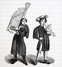 Engraving depicting two musicians