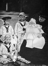 Photograph of Queen Victoria with some of her young Grandchildren