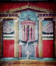 Detail from a fresco depicting ancient Roman architecture