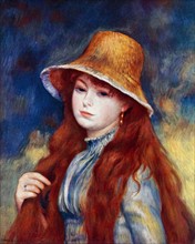 Girl with a Straw Hat' by Pierre-Auguste Renoir