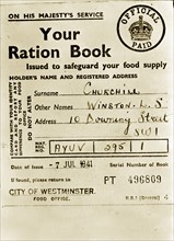 Page from British Prime Minister Winston Churchill's ration book