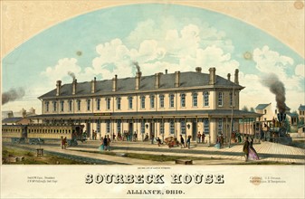 Sourbeck House train station with passenger cars