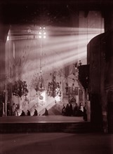 Bethlehem. Church of the Nativity. (Dark interior lit by sun rays) between 1898 and 1946.