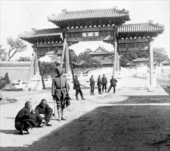 east over Marble Bridge toward the Forbidden City, Peking, 1901.