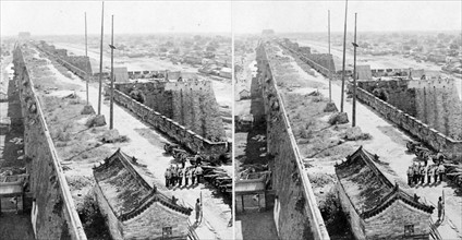 The Wall of Peking guarded by the Russian artillery, China c1900.