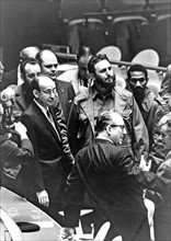 Fidel Castro, president of Cuba, at a meeting