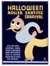 Federal Art Project poster for the Halloween roller skating carnival