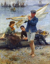 Return from fishing' painting by Henry Scott Tuke