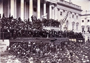 Abraham Lincoln delivering his second inaugural address as President of the USA