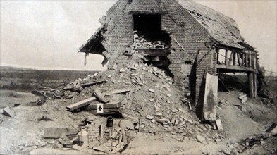 Destruction of a house in Biaches, France.