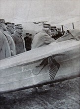 General Foch and senior army officers greet French pilot Captain Guynemer.