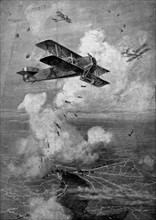 French aircraft dropping bombs on German positions.