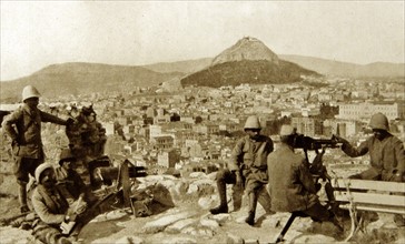Greek soldiers at an artillery post.