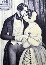 Currier & Ives Illustration. The Lovers Reconciliation