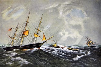 Currier & Ives Illustration. The Wreck of the Steam Ship 'San-Francisco'