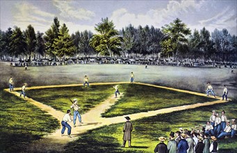 Currier & Ives Illustration. The American National Game of Base Ball
