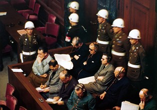 Hermann Wilhelm Göringand other top Nazi leaders on trial for war Crimes 1946