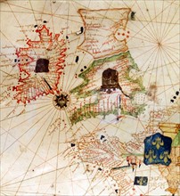 England and Ireland depicted in Jacopo Russo Map of the world