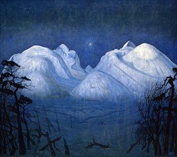 Winter night in the Mountains; Vinternatt i Rondane, 1914 by Harald Oskar Sohlberg