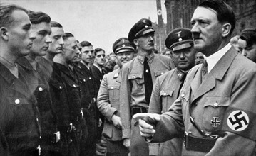 Adolf Hitler with Robert Ley