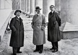 Adolf Hitler with his architects professor Gall and Albert Speer in Berlin 1937