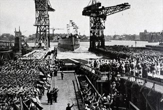 Launching of the 'Graf Spee' in 1934