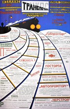 Russian Communist art: Advert for state owned railways