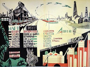 Russian Communist art: page from a free calendar of 1923 March & April