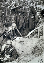 WWII: French army in trenches guarding the approaches to the Rhine 1940
