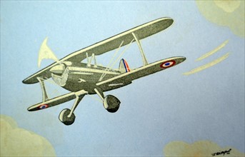 WWII: French postcard depicting a French Spad 510 aircraft
