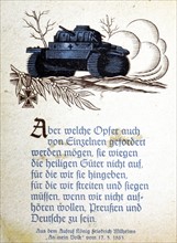 German world War Two postcard showing a tank in action