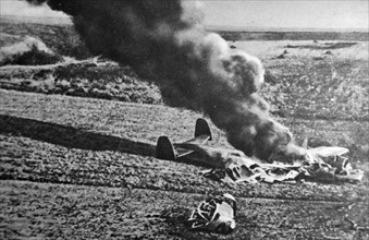 A German Dornier plane is destroyed on a flight into France 1940