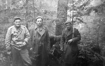 French infantry soldiers in the forest of Vosges 1944