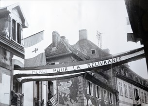 signs marking the liberation of Strasbourg 1944