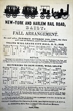 Timetable for 1848 for the New York-Harlem railway