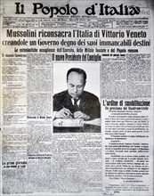 The historic October 31, 1922 issue of the Journal of Mussolini