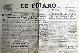 Le Figaro headlines describing the advance of general Leclerc on Strasbourg