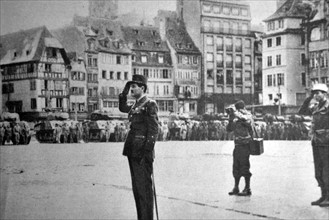 WWII: liberation celebrations in the centre of in the Strasbourg, France 1944