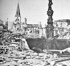 WWII: ruins of bomb and artillery damaged buildings