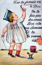 French postcard on the subject of the occupation of the German Rhineland in 1923