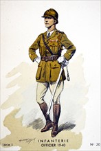 French WWII postcard showing an infantry officer
