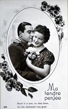 World War Two: Sentimental French postcard for civilians to send to their men at the frontline.
