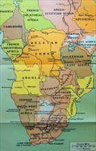 Map of central and Southern Africa in 1914