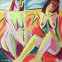 Women on the Beach 1934 by Bjarne Engebret (1905-1985), oil on canvas.