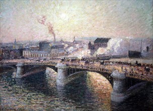 Le Pont Boieldieu a Rouen, Soleil Couchant, 1896 by Camille Pissarro, (1830-1903), Oil on canvas.