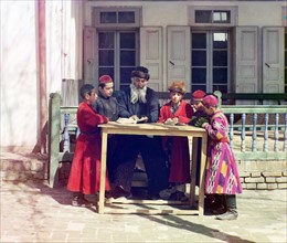 Group of Jewish children with a teacher. Samarkand. Samarkand , Russia