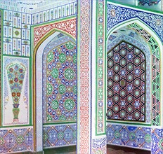 Example of mosaics on the walls in the home of a wealthy Sart. On the outskirts of Samarkand, Russia